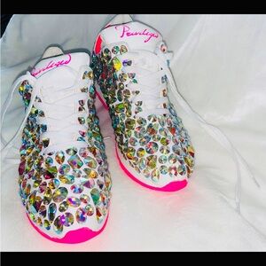Privileged White and Multicolor Crystal Sneakers